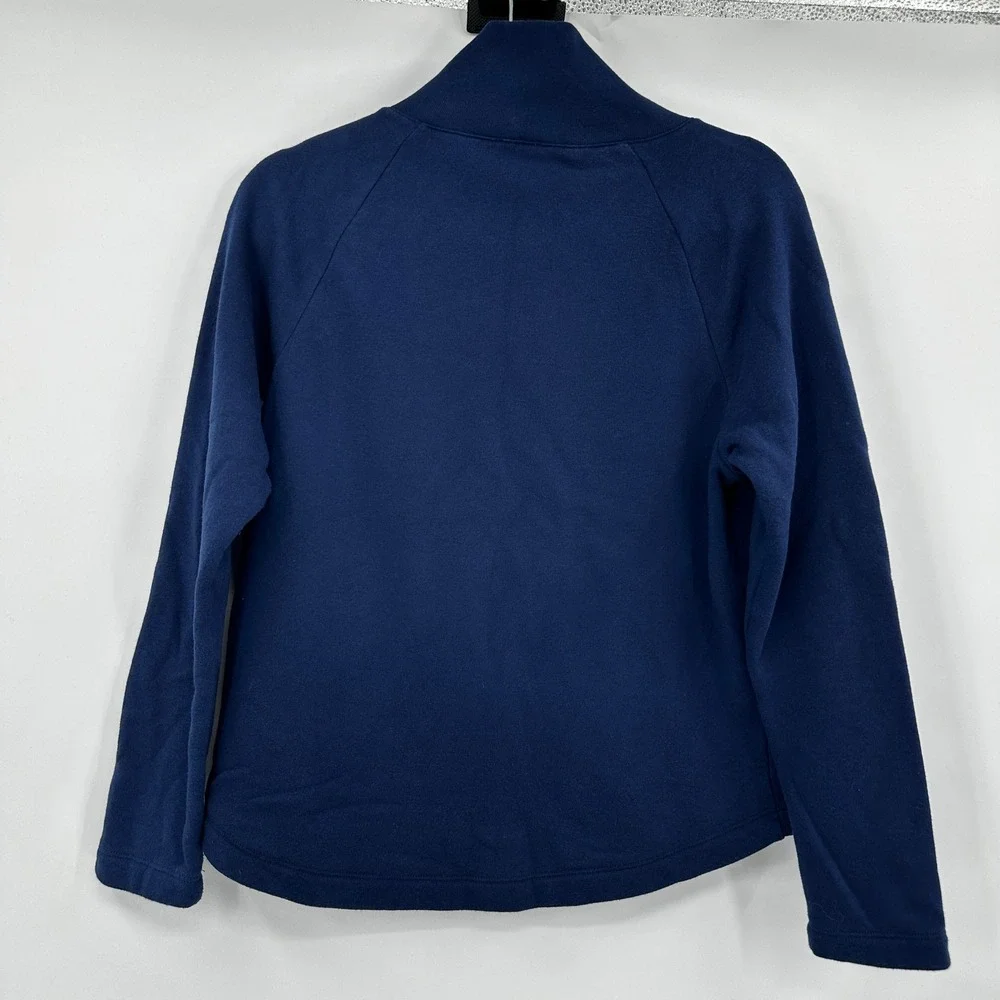 J.Crew Womens Navy Blue Funnel Neck Button Shoulder Sweatshirt Size S Small